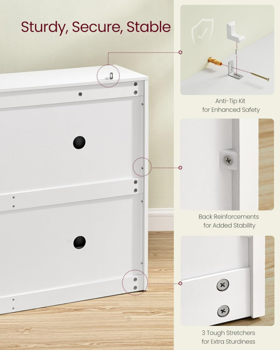 Dulap pantofi 4 clapete, compartimentare reglabila, 16-28 perechi de incaltaminte, 106x24x83 cm, alb [4]