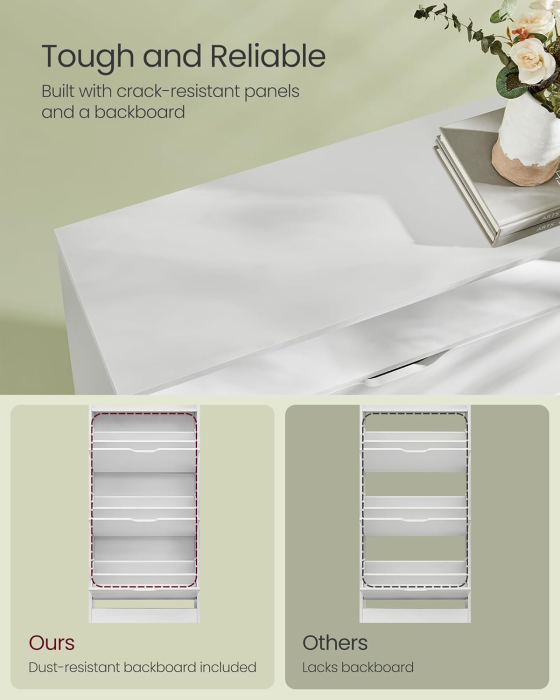 Dulap pantofi cu 3 usi rabatabile, pentru 14-18 perechi, 60x24x130 cm, alb [6]