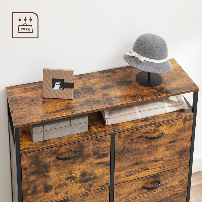 VASAGLE Dulap pantofi din MDF cu ​​4 usi basculante, pentru 12-20 perechi, 98x30x95cm, maro rustic si negru [8]