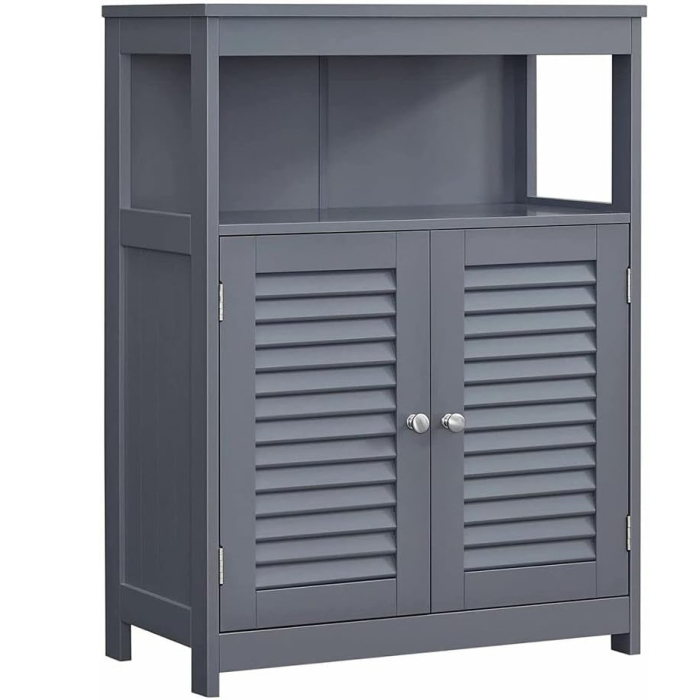 Dulap tip comoda pentru baie, cu rafturi reglabile si 2 usi, 30x60x80 cm, gri [1]