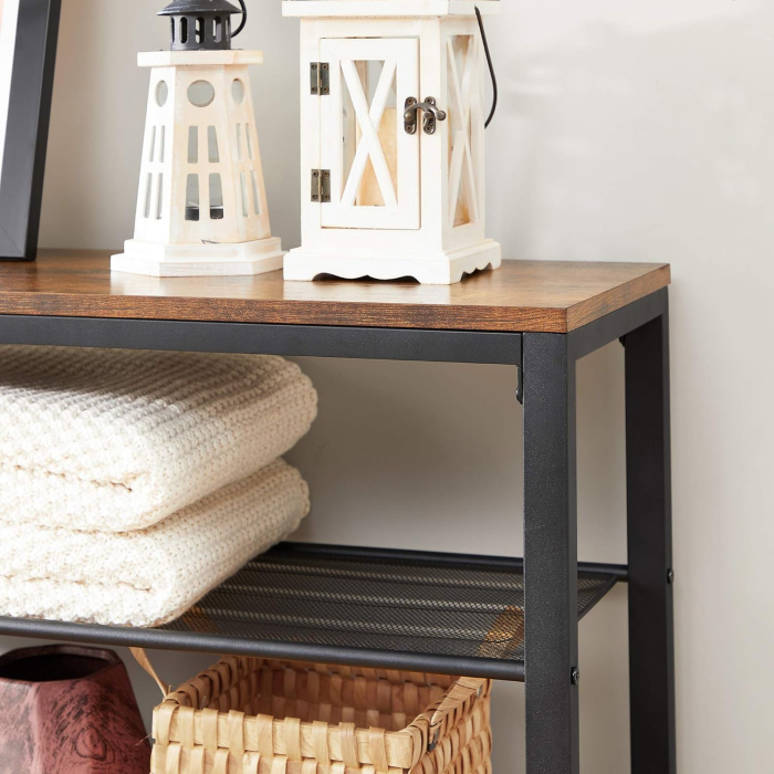 VASAGLE Etajera pantofi cu 5 rafturi si polita superioara, 100x30x110 cm, maro rustic [8]