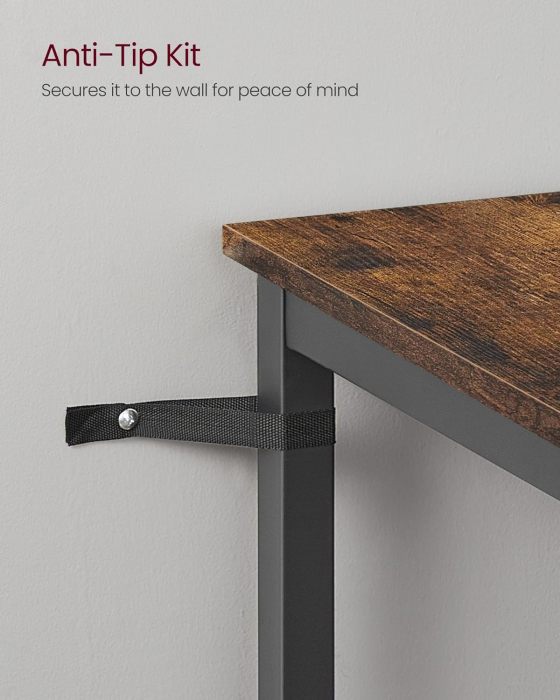 VASAGLE  Masa de bar pentru bucatarie, patrata, inalta, cadru de otel, 60x60x92cm, stil industrial, maro rustic si negru [7]