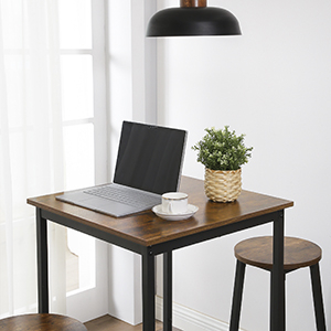 VASAGLE  Masa de bar pentru bucatarie, patrata, inalta, cadru de otel, 60x60x92cm, stil industrial, maro rustic si negru [11]