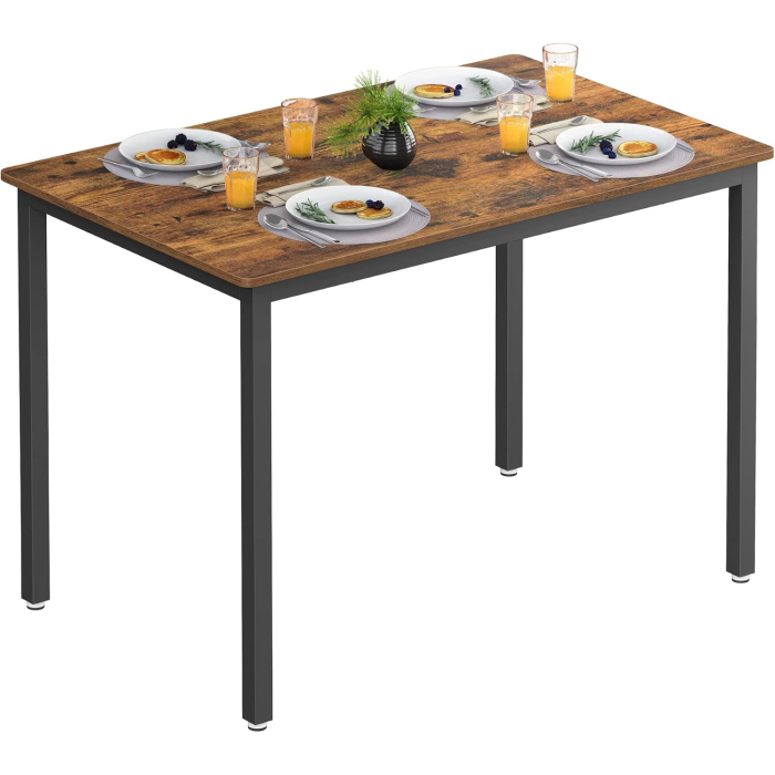 Masa bucatarie 4 persoane cadru metalic industrial, 110x70x77 cm, design rustic, maro [9]