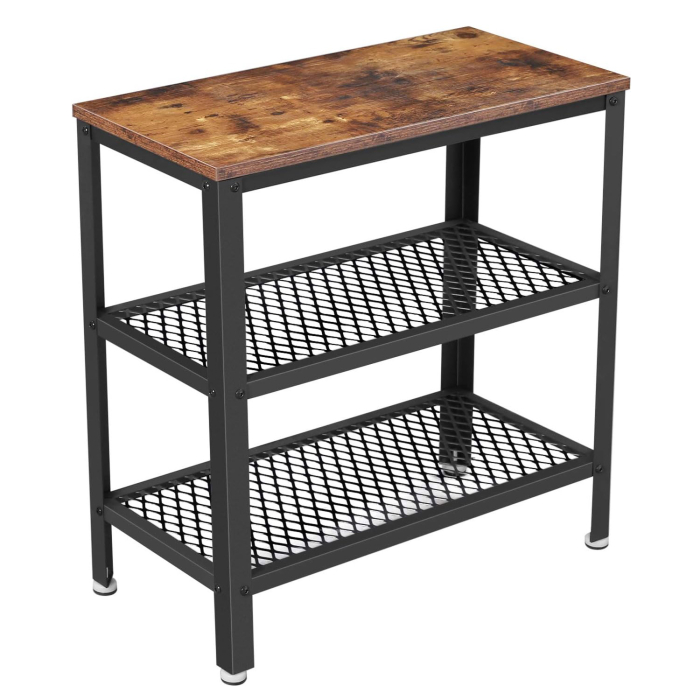 VASAGLE Masa de cafea laterala, cu 3 nivele, cadru din otel, 60x30x60cm, maro rustic [1]