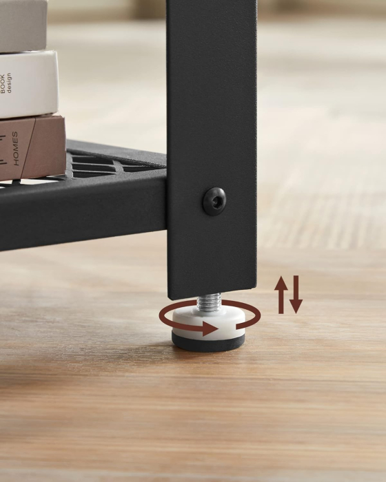 VASAGLE Masa de cafea laterala, tip noptiera, cu cadru metalic, 45x45x55cm, maro rustic si negru [8]