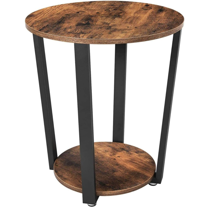 VASAGLE Masa de cafea rotunda cu cadru de otel, stil industrial, 50x57cm, maro rustic si negru [1]