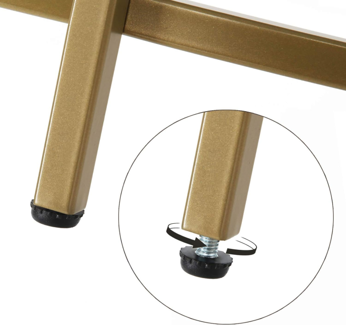 VASAGLE Masa de cafea rotunda, din sticla securizata cu cadru metalic, 84x84x45cm, auriu [6]