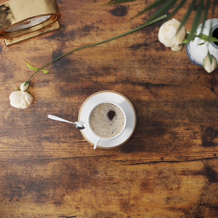 VASAGLE Masa de cafea rotunda, stil industrial, cadru metalic si blat lemn, 88x88x47cm, maro rustic si negru [6]