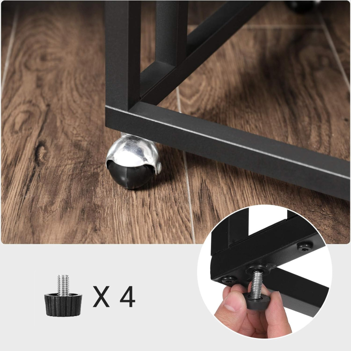 VASAGLE Masuta cafea laterala cu roti detasabile, blat PAL si cadru metalic, 35x50x60 cm, stejar gri [2]