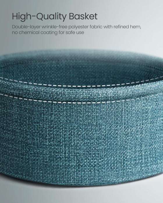 Masuta de cafea rotunda cu cos de stofa, stil modern, 45x50cm, negru cu turcoaz inchis [5]