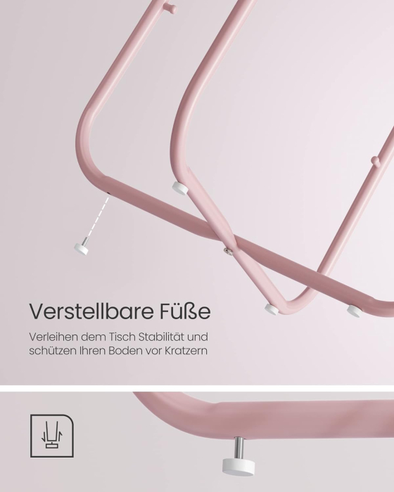 VASAGLE Masuta de cafea rotunda cu cos de stofa, stil modern, 45x50cm, roz cu bej [10]