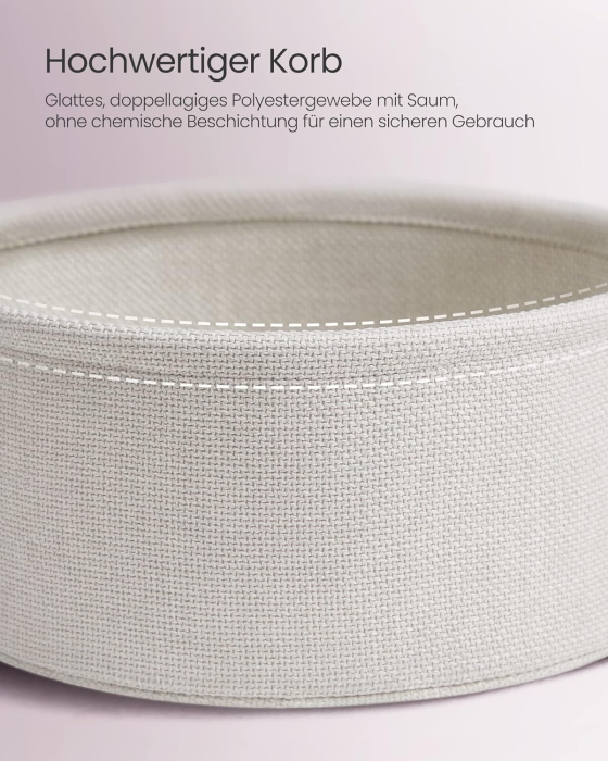 VASAGLE Masuta de cafea rotunda cu cos de stofa, stil modern, 45x50cm, roz cu bej [9]