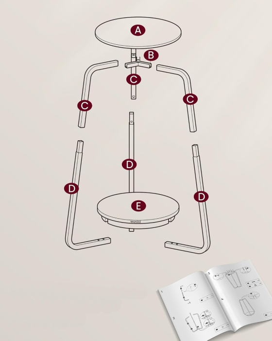 VASAGLE Masuta rotunda tip noptiera, blat din sticla si raft inferior din PAL, cadru metalic, 30x30x55 cm, negru [7]