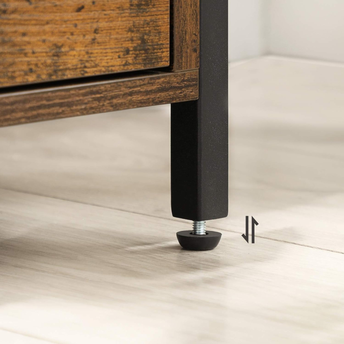 VASAGLE Noptiera cu compartiment deschis, 2 sertare, stil industrial, 45x45x60cm, maro rustic si negru [6]