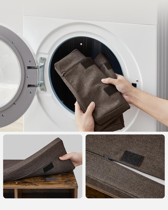 VASAGLE Pantofar cu banca cu 12 compartimente si perna, sarcina 136 kg, 104x30x48 cm, maro rustic [8]