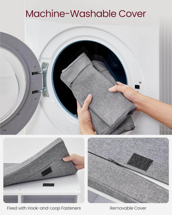 Pantofar cu banca cu 9 compartimente si perna, sarcina 136 kg, 79x30x48 cm, alb [9]