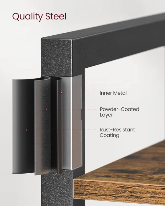 VASAGLE Raft cu 6 etaje, tip biblioteca, cadru metal si polite lemn, 30x40x187cm, industrial, maro rustic si negru [6]