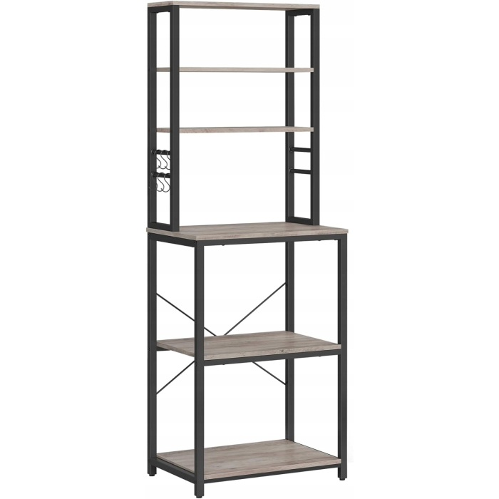 VASAGLE Raft de bucatarie, spatiu cuptor cu microunde, 6 rafturi, 40x60x167cm, gri si negru [2]