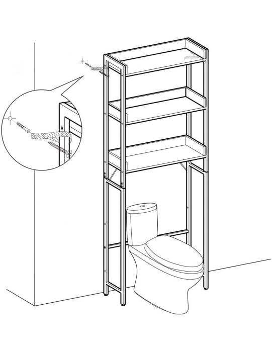 VASAGLE Raft de depozitare pentru baie, suprapunere peste masina spalat sau vas WC, 25x63x165 cm, maro [13]