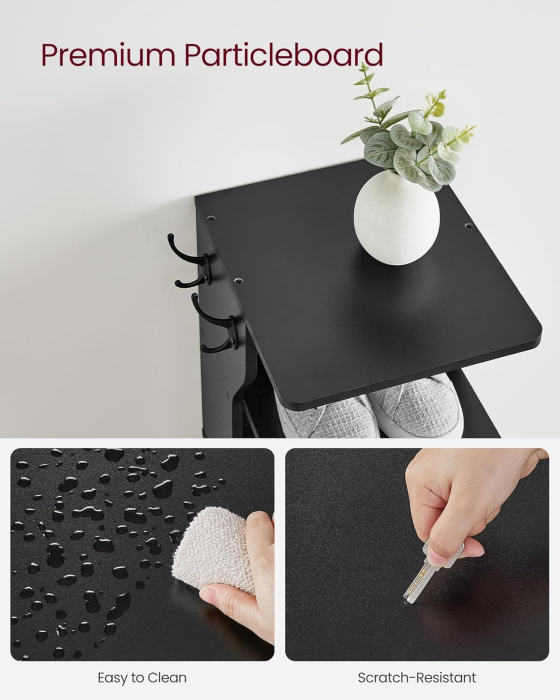 Raft de pantofi, pentru spatii inguste, 6 nivele, 30x26x110 cm, negru [8]