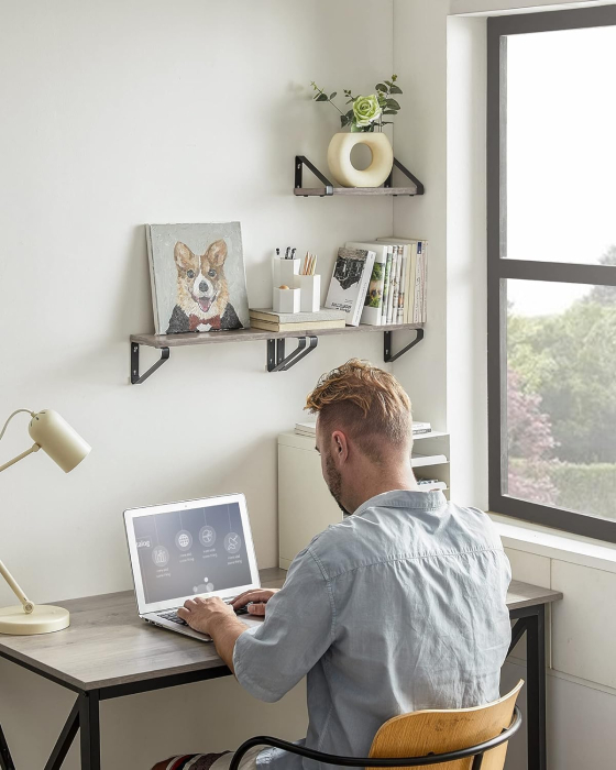 Raft de perete, set 3 bucati 30cm, 35cm si 40cm, 2 moduri de montare, gri si negru [8]