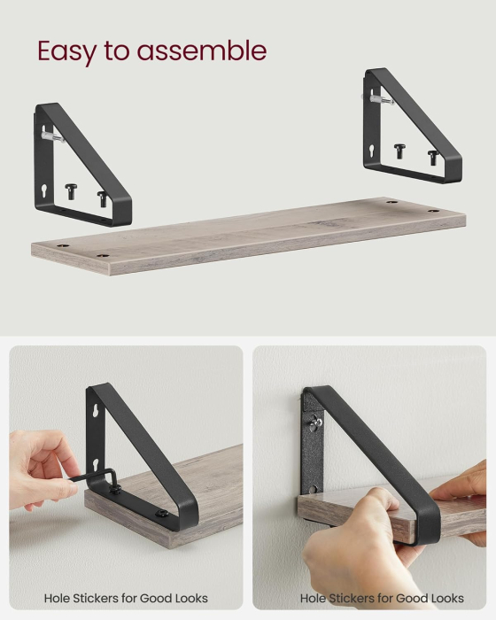 Raft de perete, set 3 bucati 30cm, 35cm si 40cm, 2 moduri de montare, gri si negru [3]