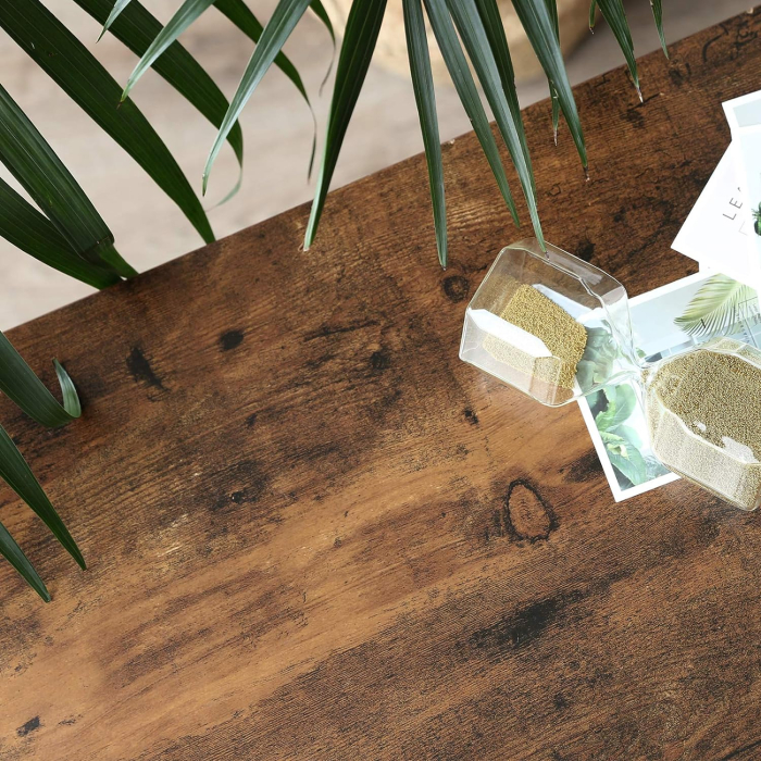 VASAGLE Raft pentru pantofi, cu 2 nivele, metal, 80x30x44cm, stil industrial, maro rustic si negru [8]