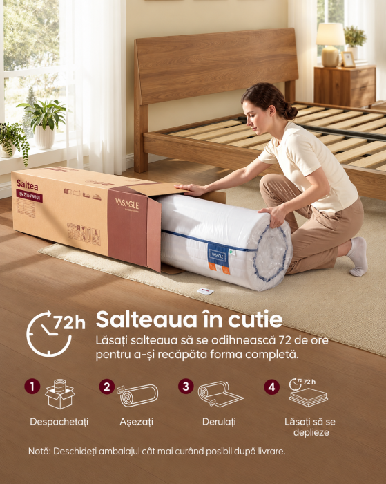 Saltea 140x200 cm cu 2 fete de dormit, spuma Memory Gel pentru adaptare la corp si spuma ferma de sustinere, 7 zone ergonomice, husa lavabila [3]
