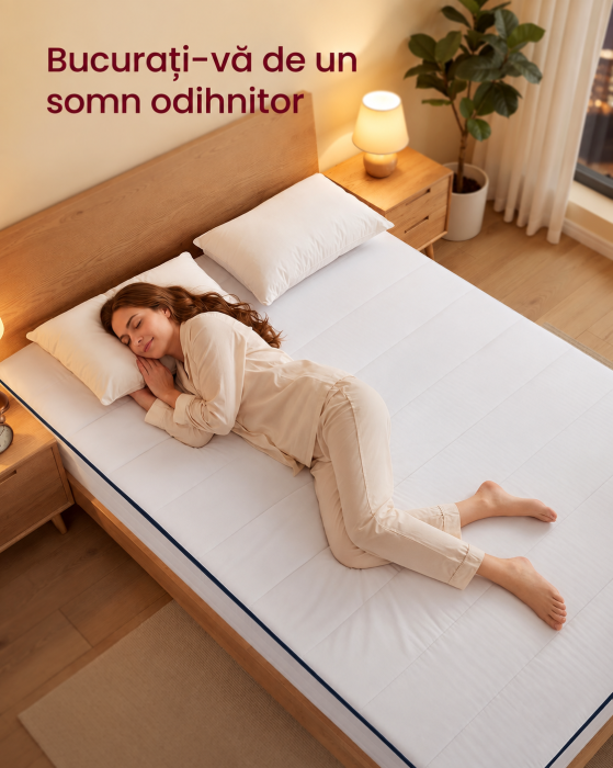 Saltea 140x200 cm cu 2 fete de dormit, spuma Memory Gel pentru adaptare la corp si spuma ferma de sustinere, 7 zone ergonomice, husa lavabila [7]