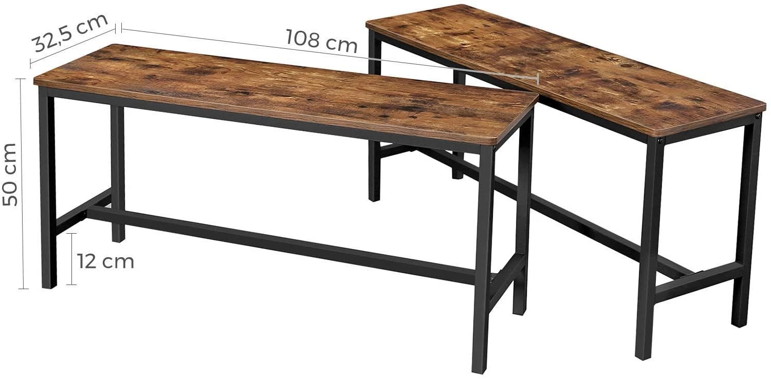 Set 2 banci de interior, pentru masa bucatarie, stil industrial, 108x33x50cm, maro rustic [8]
