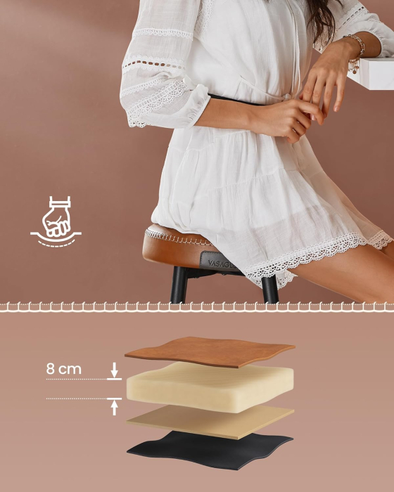 Set 2 scaune bar Ekho, tapitate PU, inaltime sezut 76 cm, 52x76 cm, maro caramel [5]