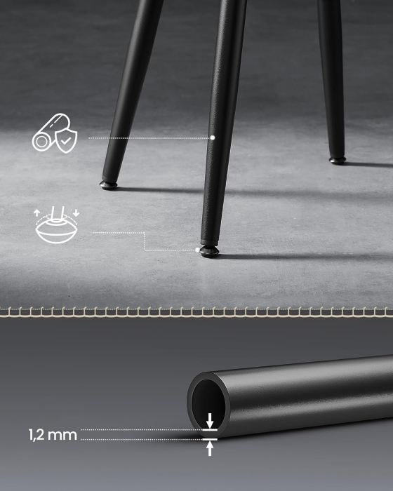 Set 2 scaune bar Ekho, tapitate PU, inaltime sezut 76 cm, 52x76 cm, negru [4]