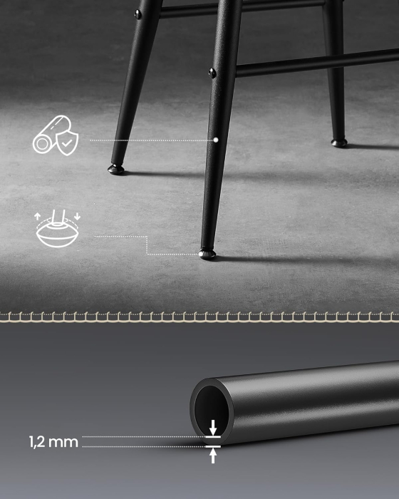 Set 2 scaune bar EKHO, tapiterie PU, cadru metalic, 50x50x63 cm, negru [3]