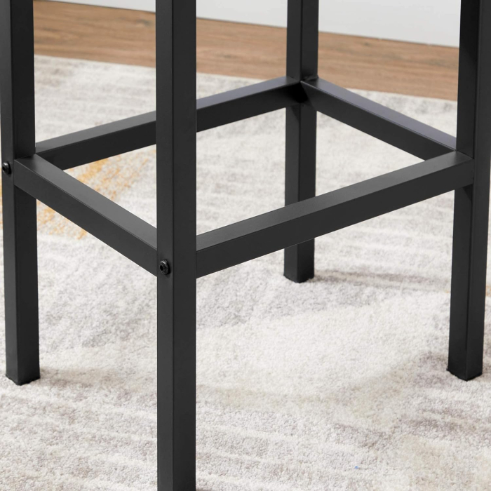 Set 2 scaune bar inalte, sezut dreptunghiular, cadru din otel, 40x30x65cm, stil industrial, maro rustic si negru [7]