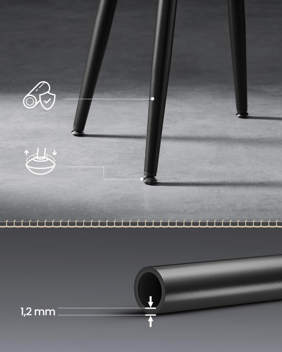 Set 2 scaune living EKHO, tapiterie piele ecologica cu cusaturi, 52x55x79 cm, negru [6]