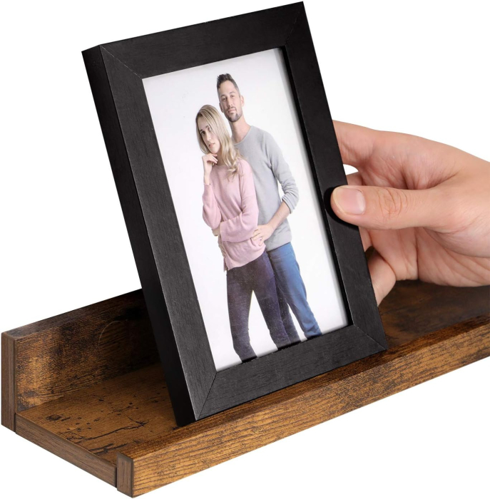 Set 3 rafturi suspendate plutitoare, cu margine frontala inaltata, 38x10x5 cm, maro rustic [7]