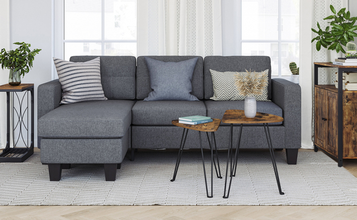 VASAGLE Set de 2 mese de cafea, stil industrial, 60x38x48cm si 52x32x43cm, maro rustic si negru [3]