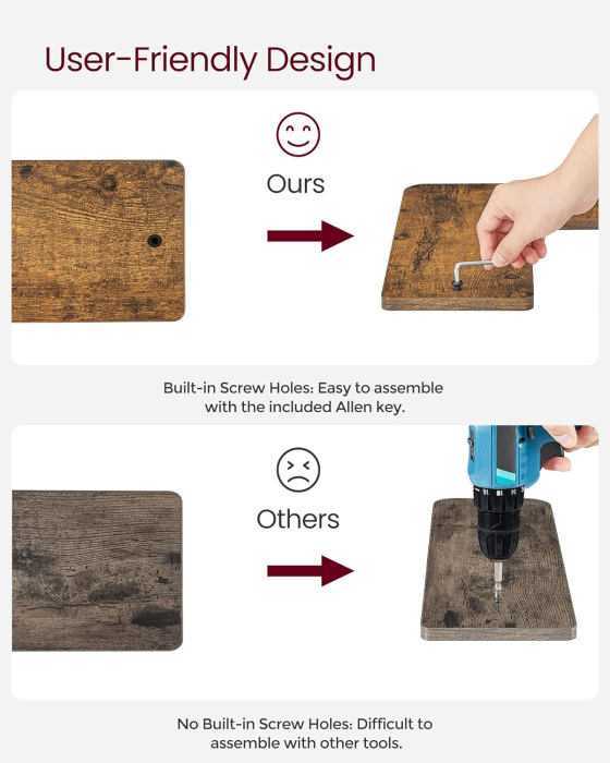 VASAGLE Set de 2 rafturi plutitoare de colt in forma de L, stil industrial, 40x29x14cm, maro rustic și negru [8]