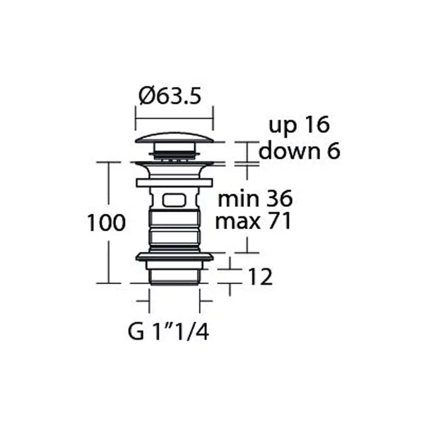 Ventil Ideal Standard pentru lavoare cu preaplin negru mat push-open [2]