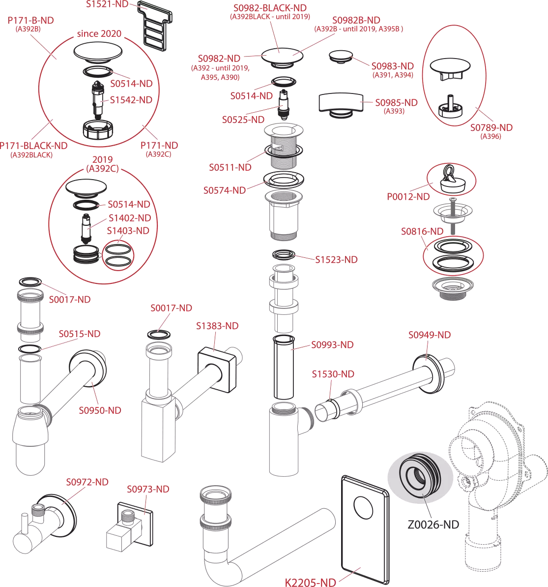 Ventil lavoar Alca, universal, fara inchidere, crom, A396 [3]