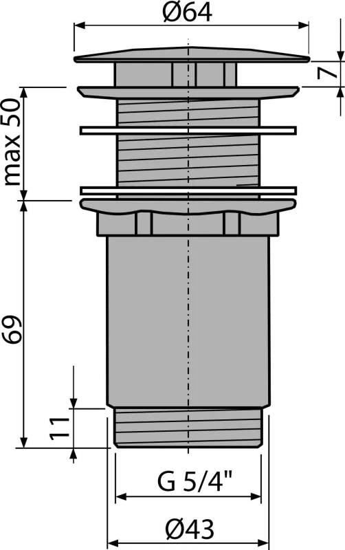 Ventil lavoar Alca, universal, fara inchidere, crom, A396 [2]
