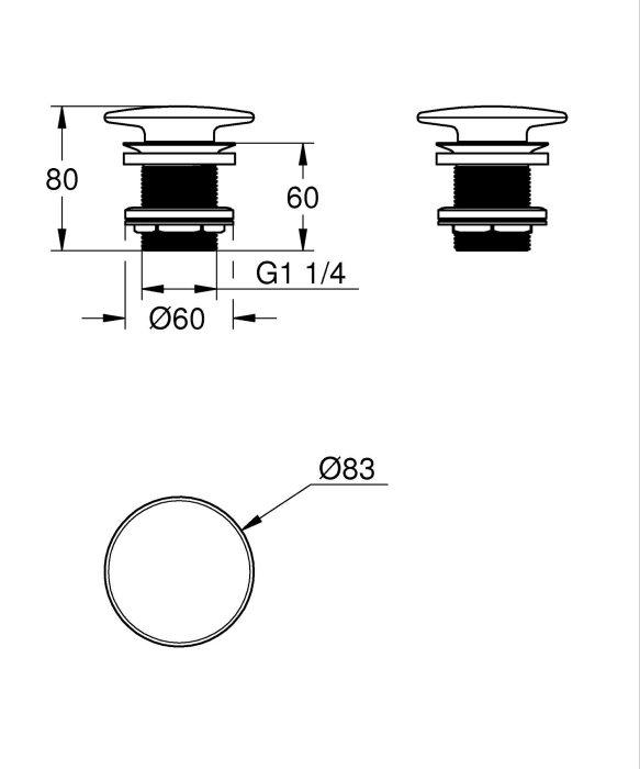Ventil lavoar Grohe 49623000, 84 mm, 70 mm, 45 diametru, 1 1/4 diametru montaj, universal, in bideu, in lavoar, Alb [3]