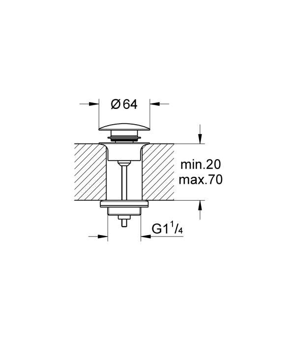Ventil push to open Grohe 65807DA0, G1 1/4'', lucios, cupru [2]