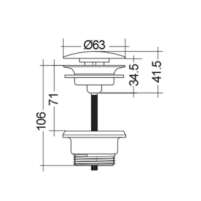 Ventil Rak Ceramics DUO000AWHA, 1 1/4'', universal, push to open, lucios, alb [2]