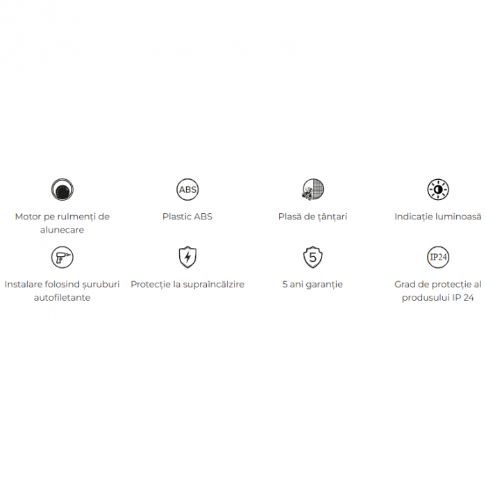 Ventilator baie VentEurope CLASSIC100, diametru 100 mm, debit 97 mc/h, 14W, IP24, silentios, economic, Alb [2]