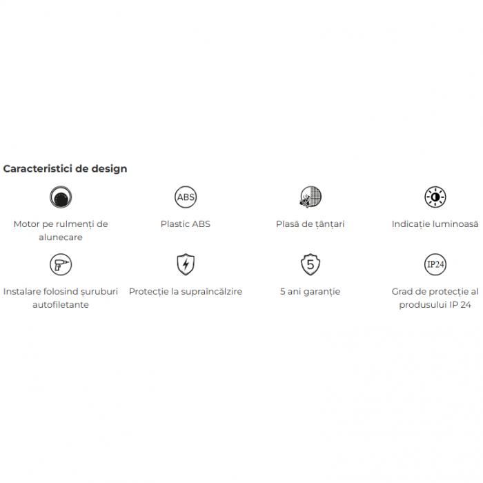 Ventilator baie VentEurope CLASSIC125, diametru 125 mm, debit 183 mc/h, 16W, IP24, silentios, economic, Alb [2]