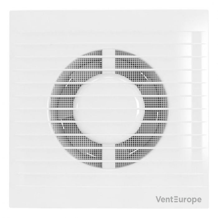 Ventilator baie cu clapeta antiretur VentEurope REFINED100BD, diametru 100 mm, plasa de insecte, clapeta anti-retur, debit 90 mc/h, IP24, 14W, silentios, economic, Alb [1]