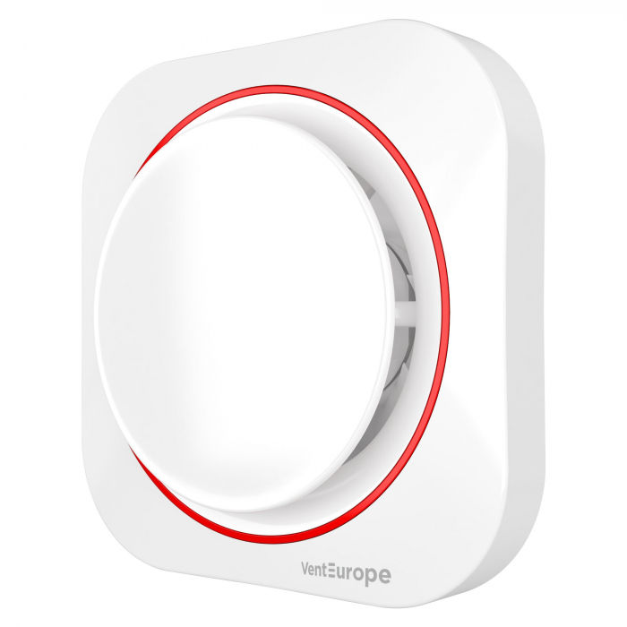Ventilator baie VentEurope ROUND125, diametru 125 mm, debit 150 mc/h, IP24, 2 trepte, 17W silentios, economic, flansa scurtata, Alb [1]