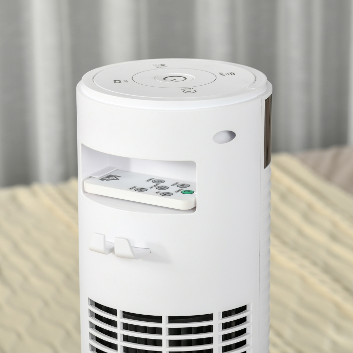  Ventilator Coloana cu 3 Viteze si 4 Moduri, Timer de12h, Panou LED si Telecomanda, Alb [9]